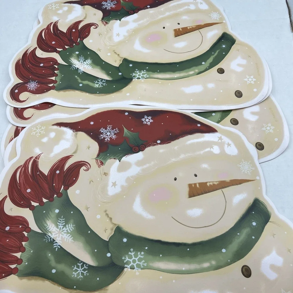 Vinyl‎ Snowman Placemats, Franco, Set of 6, Christmas,  Vintage